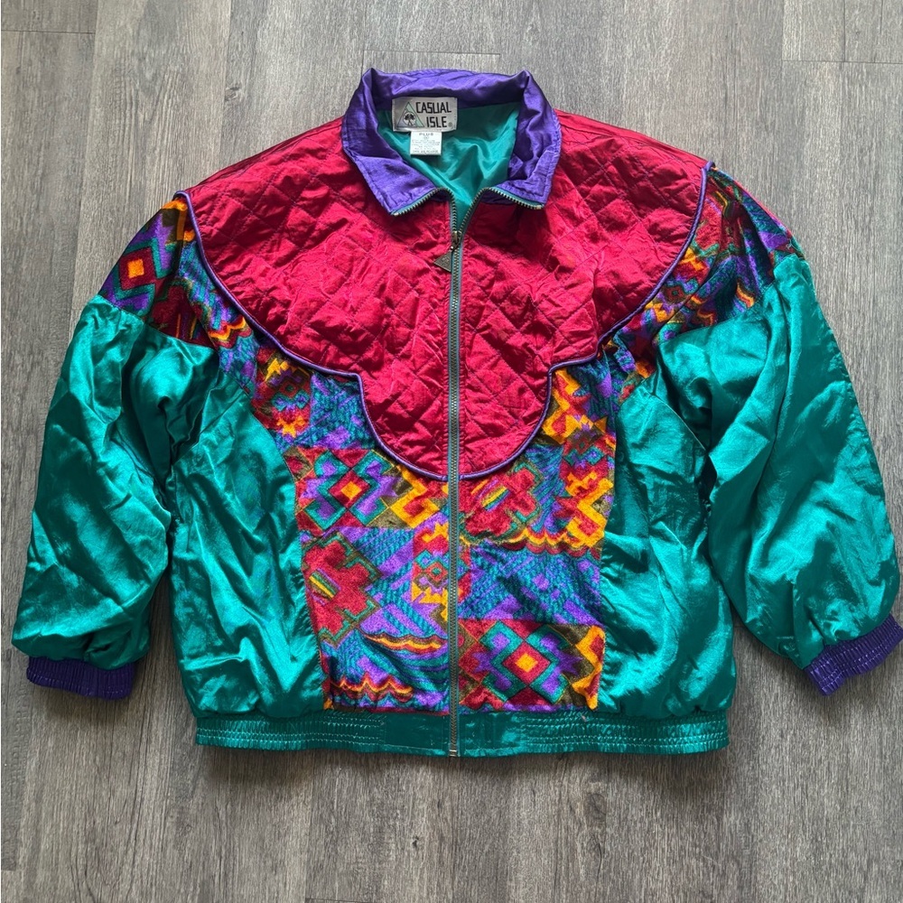 Casual Isle Retro Quilted Bomber Jacket